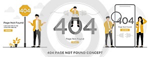 Flat vector error 404 page not found banner concept illustration