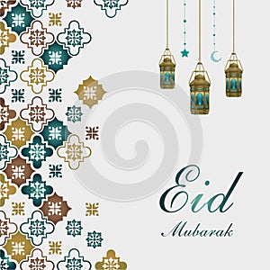 realistic eid mubarak greeting design, Eid card Islamic background creative vector photo