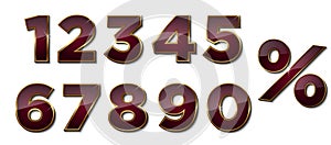 Luxury numbers set. Golden and red numbers collection.