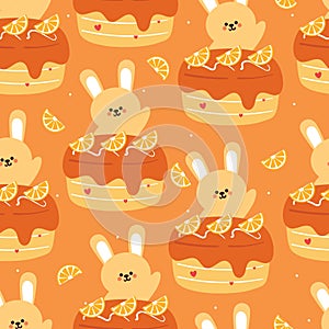 seamless pattern cartoon bunny and cute dessert