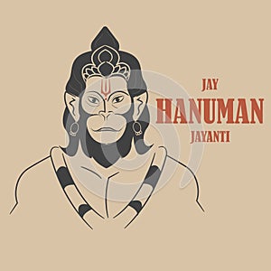 Hindu God Lord Hanuman creative face vector illustration.