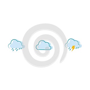 Set of weather icons. weather illustration isolated on a white background. weather icon, sunny clouds