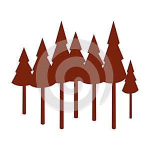 Pine forest icon. Flat style. Silhouette of tree and forest illustration design. Plant and nature