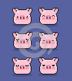pig cartoon in 8 bit pixel art. photo