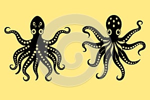 2 vector octopus illustration icons.