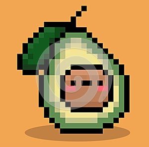 avocado cartoon in 8 bit pixel art. photo