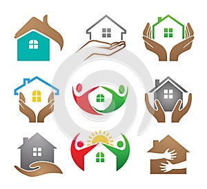 creative house care collection logo vector