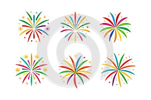 Collection of Vector Firework Rocket Explosion Sparks Set. Collection of Vector Firework Rocket Explosion Sparks