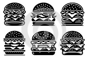 Burger logo set vector illustration