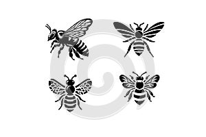 Bee Silhouette Vector Illustration EPS