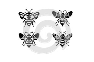 Bee Silhouette Vector Illustration EPS