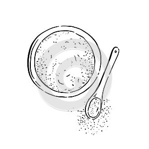 Turmeric in a bowl with spoon illustration