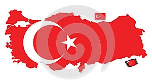 Turkiye Map and Flag