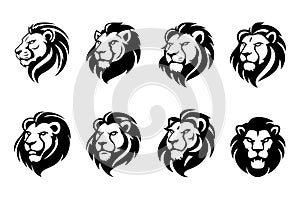 Set of lion logo silhouette collection.