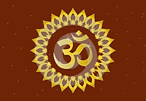 Om or ohm or rum, with mandala