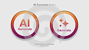 Round AI generate button user interface on white background