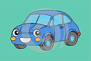 Funny Car Emoticon Vector Illustration