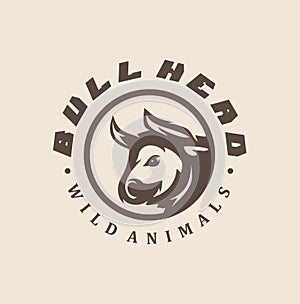Bull logo design retro vintage