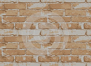 Seamless pattern with old worn brick wall