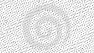 Diagonal wavy grid pattern on white background in 4k resolution
