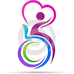 Disabled care love logo design