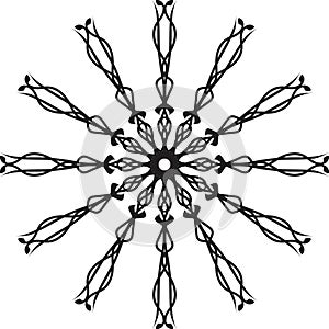 Hand drawn rainbow colored mandala isolated. Vector decorative elements.