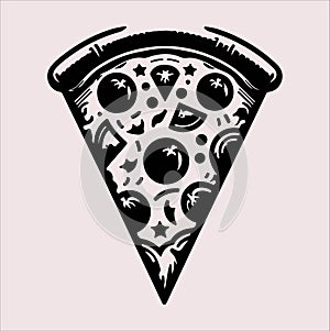 pizza icon silhouette vector art illustration on a white background