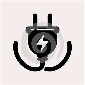 Electric plug icon Vector silhouette icon on a white background