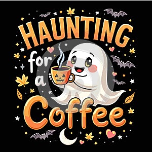 Cute Halloween Ghost Coffee Design - Perfect for Fall and Coffee Lovers