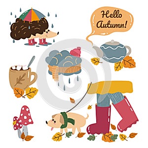 Autumn vector stickers, seasonal design