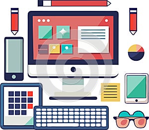 Computer Accessories Design colour icon vector illustration