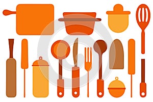 Comprehensive Kitchen Tools Silhouette Vector Collection Essential Cooking Utensils.