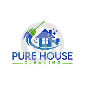 Pure House cleaning logo and business logo design