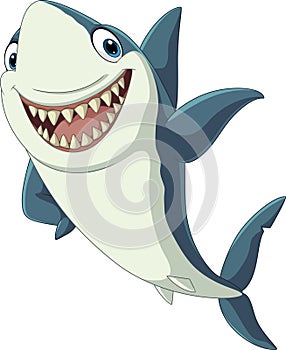 Illustration of cartoon happy shark