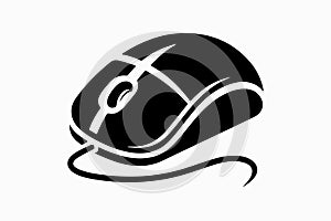 Minimalist Black and White Computer Mouse Icon for Technology