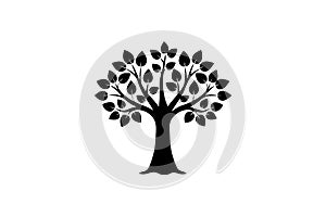 Apple Tree icon Modern Logo linocut vector illustration