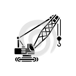 Crane black icon, concept illustration, vector flat symbol, glyph sign.