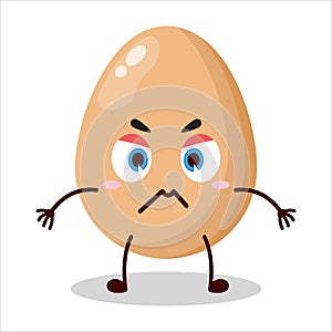 cute irritated expression of egg character