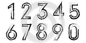 Distressed Numbers and Set of Grunge Numbers Vector