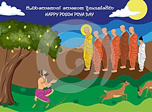 Happy Poson Poya Day Vector