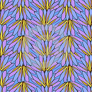 Abstract pattern in floral style, violet and yellow colors.