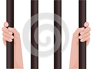 Hands holding prison bars