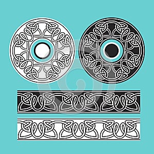 Celtic knotwork round frames and border ornament