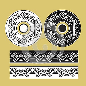 Celtic knotwork round frames and border ornament