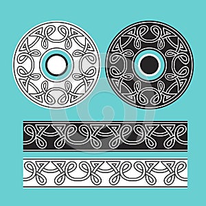 Celtic knotwork round frames and border ornament