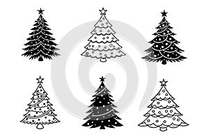Christmas tree vector set for festive designs
