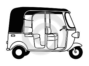 Auto Rickshaw Line Art Silhouette Vector