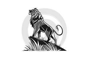 Lion anger silhouette vector art illustration photo