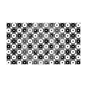 Hexagonal and Circular Monochrome Pattern vector art illustration