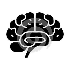 Human brain black icon, concept illustration, vector flat symbol, glyph sign.